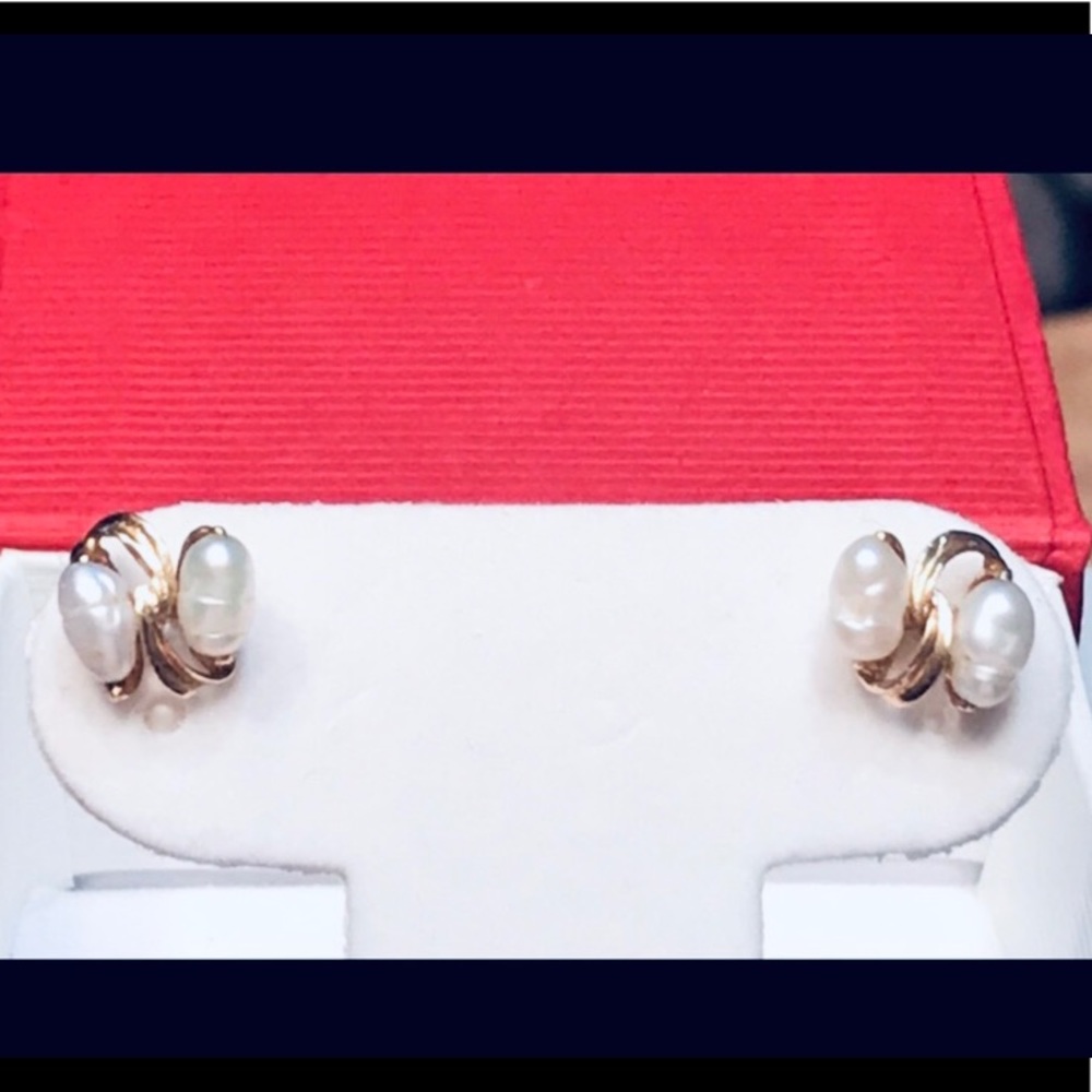 ❌❌❌SOLD❌❌❌VINTAGE SOLID 14KT GOLD FREASH WATER PEARL EARRINGS. FINAL PRICE. - Picture 3 of 12